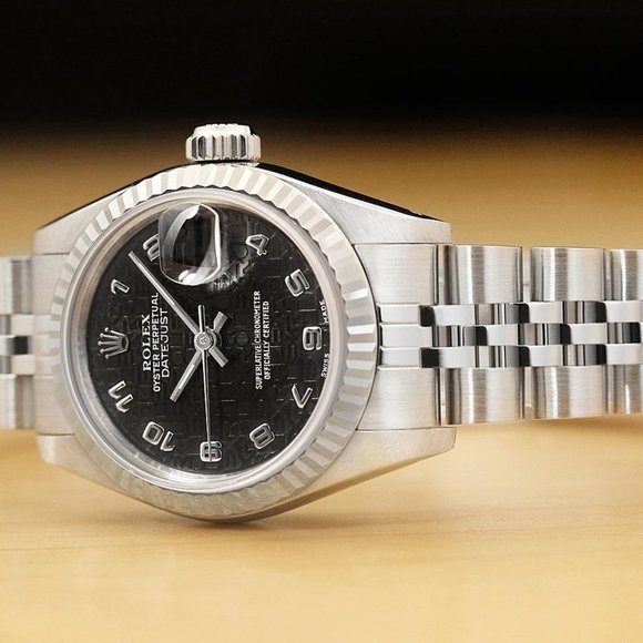 Sale! Rolex Ladies Black Arabic Gold Watch - Picture 2 of 8